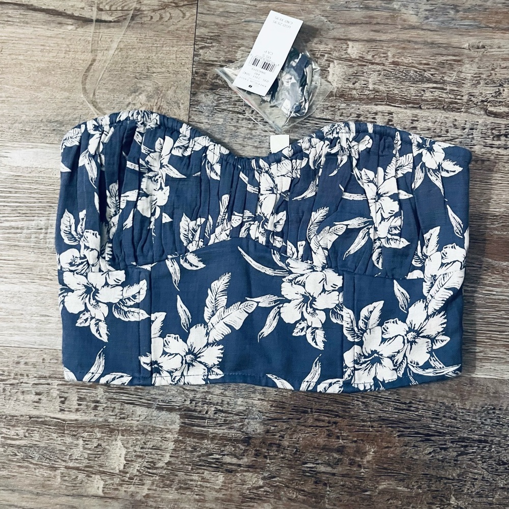 American Eagle Hawaiian Print Linen Crop Top - Size Small - NWT